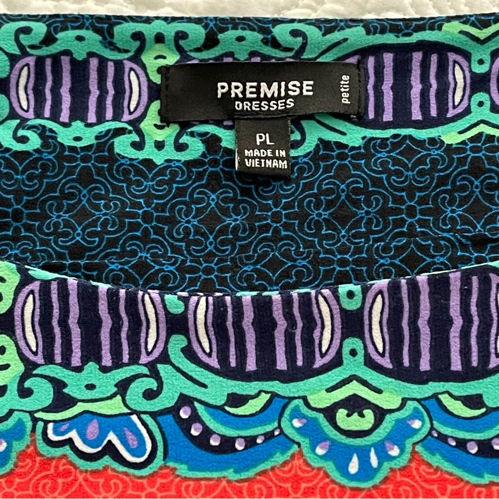 Premise Dress PL Shift Sleeveless Kaleidoscope Print Tie Belt - Picture 13 of 15